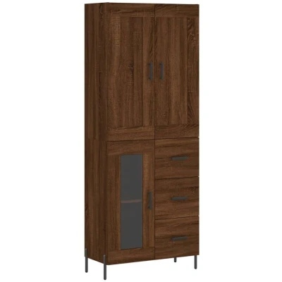 Image of vidaXL Highboard Brown Oak 69.5x34x180 cm Engineered Wood