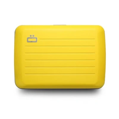 Image of ÖGON Aluminium Wallet Smart case V2 Metal Lock Water Resistant Card Holder RFID Protection Up to 10 Cards, Receipts and Bills Taxi Yellow