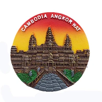 Image of Angkor Wat Cambodia 3D Fridge Magnet Tourist Souvenir Gift Collection Home &amp; kitchen Decoration Magnetic Sticker Refrigerator Magnet(round)