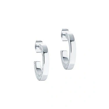 Image of Ted Baker Senatta Reversible Crystal Hoop Earrings For Women (Silver/Crystal)
