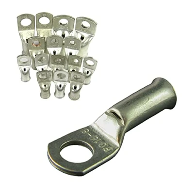 Image of 4 x Crimp or Solder Battery Lug Terminals for a 16mm² Cable with 6mm Bolt Hole