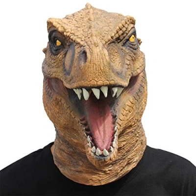 Image of CreepyParty Dinosaur Mask T rex Head Latex Realistic Animal Full for Halloween Costume Party Carnival Cosplay