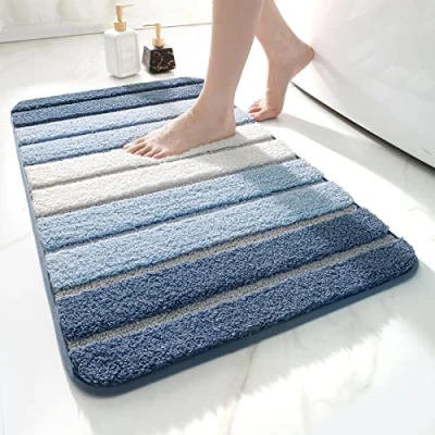 Image of DEXI Bath Mat 50 x 80 cm, Non Slip Washable Bathroom Mat, Extra Soft and Absorbent Mats for Floor, Tub, Shower, Blue