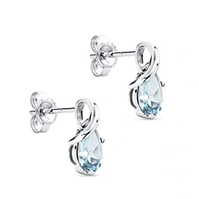 Image of Orovi Gold Earrings for Women Solid 9k /375 White Sky Blue Topaz Drop with Natural Gemstones December Birthstone Hypoallergenic