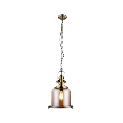 Image of Kilkis Dome Ceiling Pendant 1 Light Glass Metal Bronze