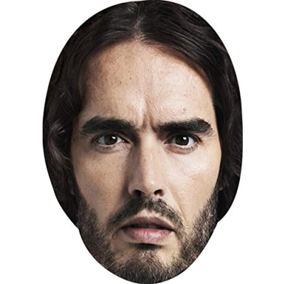 Image of FoxyPrinting Russel Brand Comedian Celebrity Cardboard Party Face Mask Fancy Dress