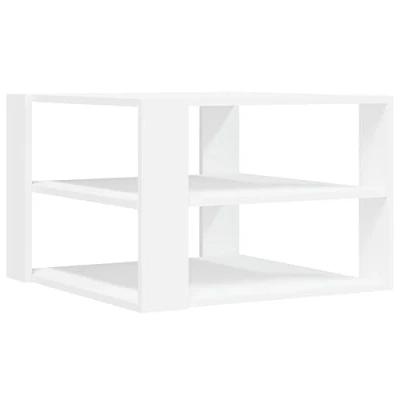 Image of vidaXL White Coffee Table with 3 Tier Storage Square Engineered Wood for Modern Living Room Décor