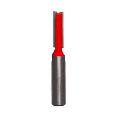 Image of Freud 12 110: 3/8&quot; (dia.) Double Flute Straight Bit with 1/2&quot; shank, 2 7/8&quot; overall length,Red
