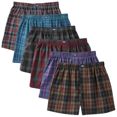 Image of Charles Wilson 6 Pack Woven Boxer Shorts (XL, Tartan Check 88)