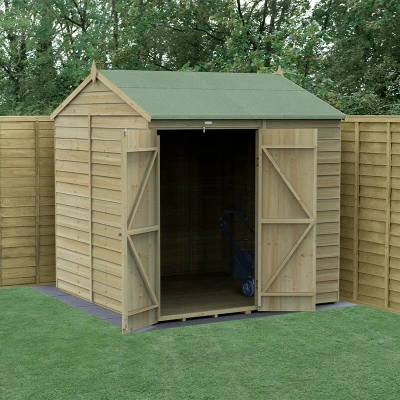 Image of 7&#039; x Forest 4Life 25yr Guarantee Overlap Pressure Treated Windowless Double Door Reverse Apex Wooden Shed (2.28m 2.12m)