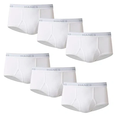 Image of Hanes Men&#039;s Moisture Wicking Cotton Briefs, White and Black, Multi Packs Available, 6 Pack Assorted, L (Pack of 6)