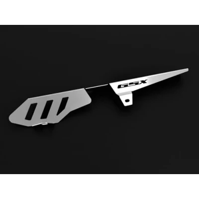 Image of Compatible with: Suzuki GSX 1400 Year of Manufacture 2001 08 Chain Guard Shield Logo Silver IBEX