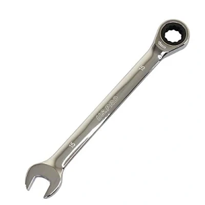 Image of US PRO 15mm Ratchet Spanner Wrench 72 Teeth Open &amp; Ring End 3576
