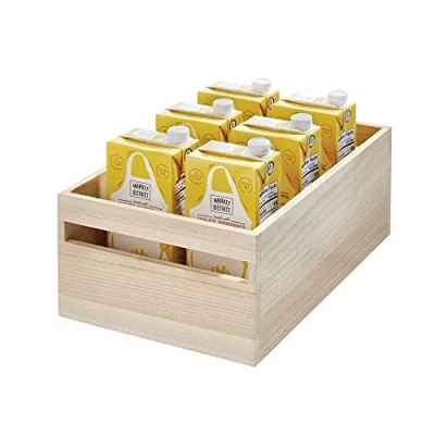 Image of iDesign EcoWood Kitchen Storage Box, Container Made from Eco Friendly Paulownia Wood, for Kitchens, Bathrooms and More, Beige, 38.1x25.4x15.7cm