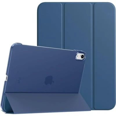 Image of SU for iPad 10th Generation Case 2022, Slim Stand Hard PC Translucent Back Shell Smart Cover Gen 10.9 inch Support Touch ID, Auto Wake/Sleep (Navy Blue)