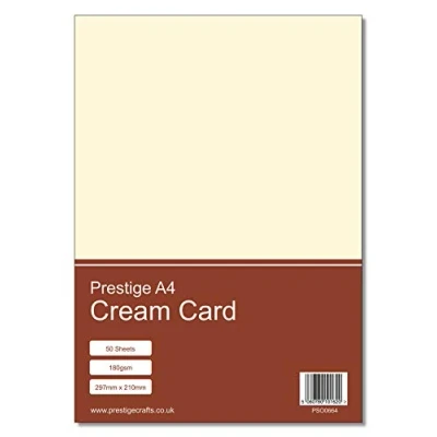 Image of Prestige A4 Cream Coloured Craft Card 180gsm 50 Sheets per Pack