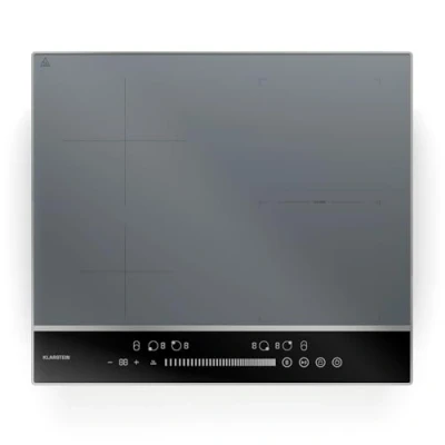 Image of Klarstein DualTone Hybrid Built in Induction Hob 4 Zone Flex Zone, 7200W, Slider Control, Booster &amp; Keep Warm, Timer, Silver Aluminium Frame, 60cm Design
