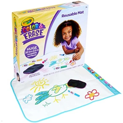 Image of CRAYOLA Color and Erase Mat, Travel Coloring Kit, Gift for Kids, Ages 3, 4, 5, 6