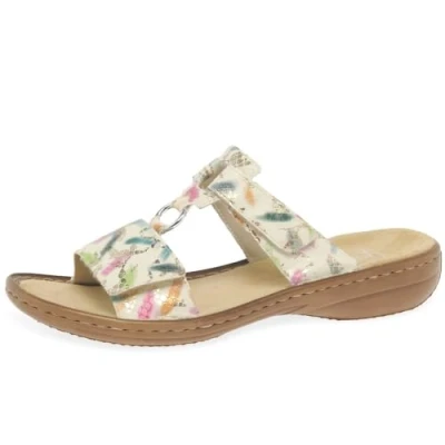 Image of Rieker 659X6 80 Comfortable Touch Fasten Metallic Sandals Slip On Open Toe (Pink, UK Footwear Size System, Adult, Women, Numeric, Medium, 3.5)