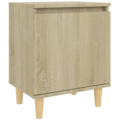 Image of vidaXL Bed Cabinet with Solid Wood Legs Sonoma Oak 40x30x50 cm