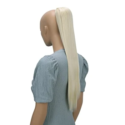 Image of CAISHA 26&quot; Hairpiece Ponytail Long Hair Extension Drawstring Straight Platinum Blonde PH614