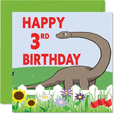 Image of 3rd Birthday Card Boy Dinosaur Happy 3 Year Old Boy, Boys Cards for Him, 145mm x Greeting Son Nephew Grandson Kid Children
