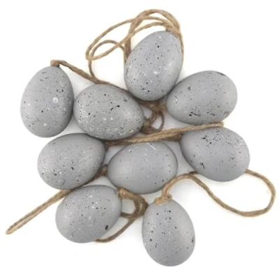 Image of Bluey Grey Speckled Hanging Eggs Easter Tree Decorations 4cm Tall Set of 9