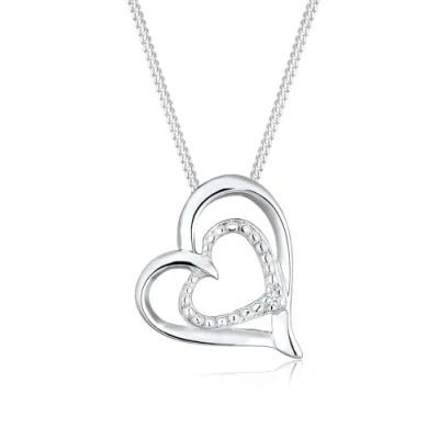 Image of Elli DIAMONDS Necklace Women Heart Proof of Love with Diamond (0.015 ct.) in 925 Sterling Silver