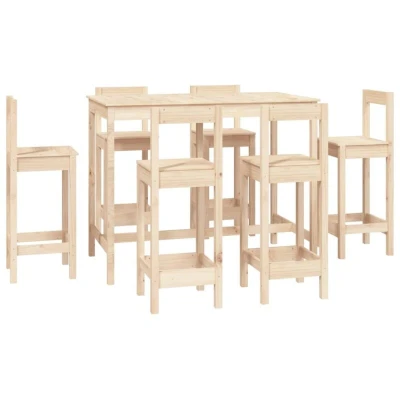 Image of vidaXL 7 Piece Bar Set Solid Wood Pine