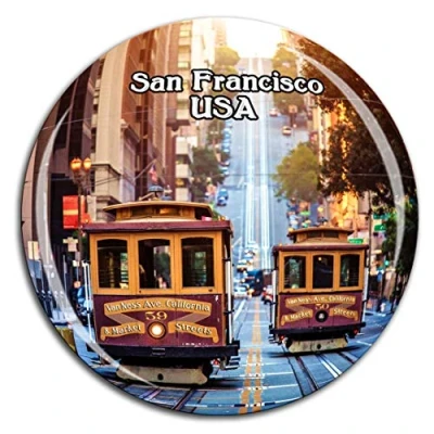 Image of Weekino Cable Cars San Francisco America USA Fridge Magnet 3D Crystal Glass Tourist City Travel Souvenir Collection Gift Strong Refrigerator Sticker