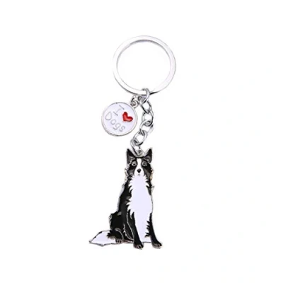 Image of Dog Key ring Keychain,10cm Cute Metal Keychain Keyring Keyfob Bag Charm Best Birthday (Border Collie)