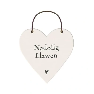 Image of Nadolig Llawen Little Welsh Wooden Hanging Heart Mini Gift Cracker Filler