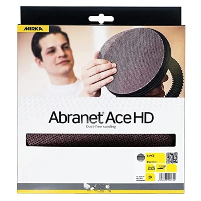Image of Mirka Abranet Ace HD net Sanding discs Ø 225mm Grip / grit P40 5 For drywall sanders, wall and ceiling sanders of hard surfaces, wood, filler, varnish, metal
