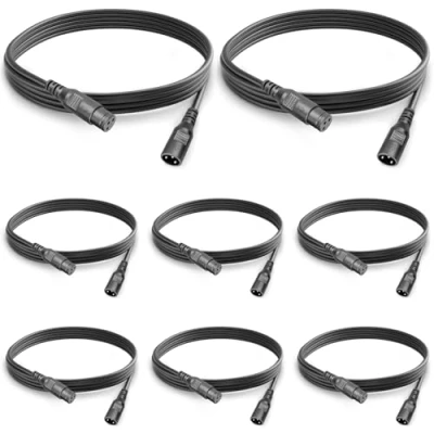 Image of 8Pack Dmx Cables to XLR Signal Connection with 3 Pin Connector, Short Cable 6ft 2m Patch Male Female Wire for Stage Lighting