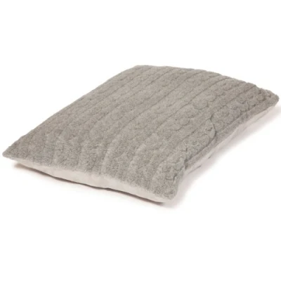 Image of Danish Design Bobble Pewter Faux Suede and Sherpa Fleece Grey Cable Knit Dog/Puppy Deep Duvet Cover Large 87 x 138 cm