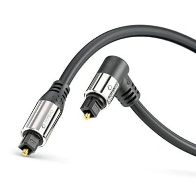 Image of Sonero® Premium Optical Toslink Cable, 1.50 m, Gold Plated Contacts, 1 x 90 Plug, 360 Rotatable, Black