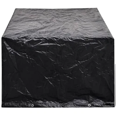 Image of vidaXL Garden Furniture Cover 4 Person Poly Rattan Set Protection Durable Polyethylene Material with 8 Eyelets and Fastening Rope 180x140cm Black