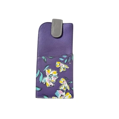 Image of Mala Leather Zinnia Glasses Case Wide Fitting Floral Flowers Tab Top (Purple)