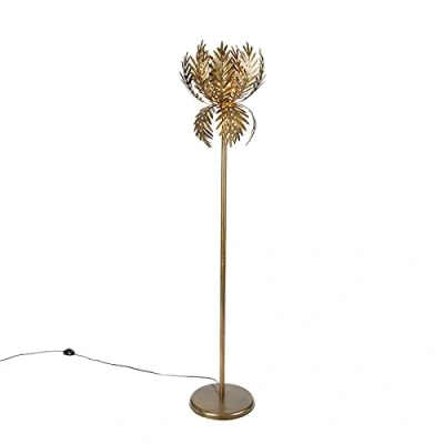 Image of Qazqa Vintage Floor lamp Gold Botanica Simplo Retro Suitable for LED E27 1 Light Steel Living Room I Bedroom
