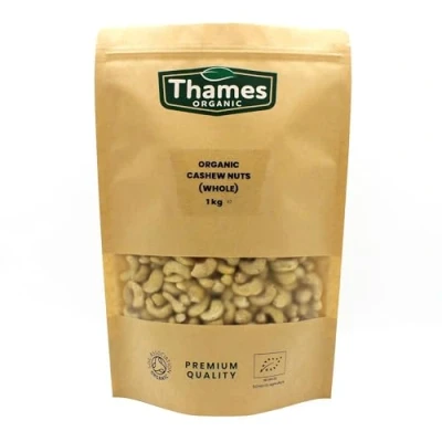 Image of Organic Cashew Nuts Source of Protein, High Fibre, Raw, Vegan, GMO Free, Certified No Additives or Preservatives Nutritious and Delicious Thames 1kg