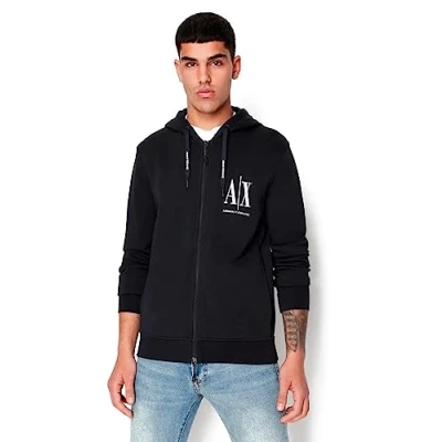 Image of Armani Exchange Men&#039;s Icon Hoodie, Blue (Navy 1510), X Small