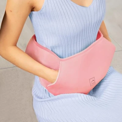 Image of KNIGHT Rechargeable Electric Hot Water Bottle Soft Cover, Portable Heating Pad for Pain Relief, Cramps, Sore Muscles, Arthritis Hand Warmer (Pink, Waist Belt)