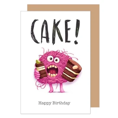Image of Edition Seidel Premium Birthday Card with Envelope. Greeting Happy Man Woman Child Cake Funny (G3638 SW024)
