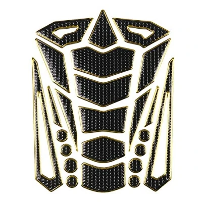 Image of KIMISS 1pcs Universal Motorcycle Tank Pad Protector, Rubber Colorful Gas Sticker Traction (Gold Rim)