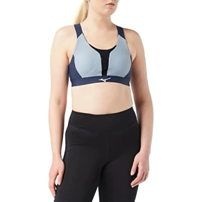 Image of Mizuno Women&#039;s High Support Bra, Blue Blizzard, XS