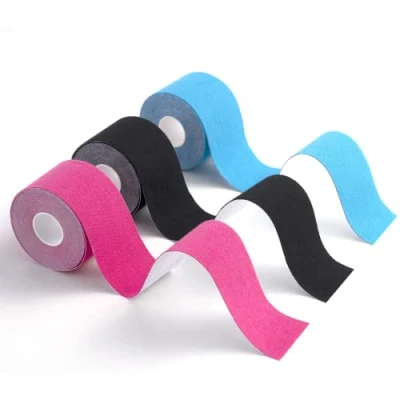 Image of CareHabi Kinesiology Tape, Sports Tape for Muscles, 5 m x cm, 3 Rolls (1 Blue, 1 Pink, Black) Tapes, Waterproof and Elastic