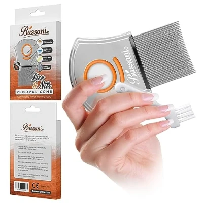 Image of Bussani Nit Comb, Lice Comb Head Treatment for All Hair Types Dandruff &amp; Psoriasis 304 Stainless Steel Kids&#039; Headlice