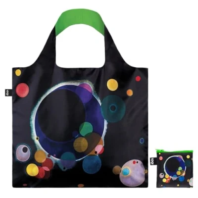 Image of LOQI WASSILY KANDINSKY Several Circles Neon recycled bag, Black, Contemporary, Contemporary