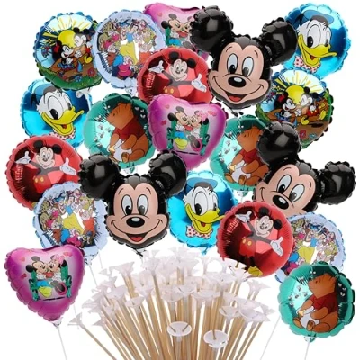 Image of Toyland® Pack Of 20 Assorted Mini Disney Balloons Sticks And Cups Included Birthday Party Decorations