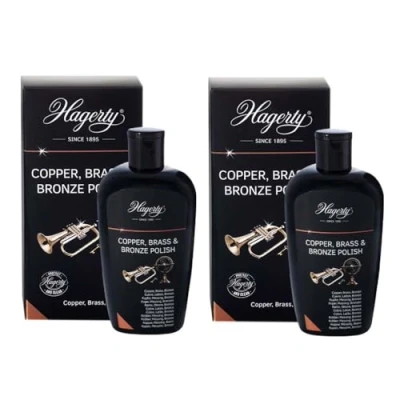 Image of Hagerty Copper, Brass &amp; Bronze Polish 250ml x 2 Pack cream for renewed shine Polishing Decorative Items, Tableware, Musical Instruments